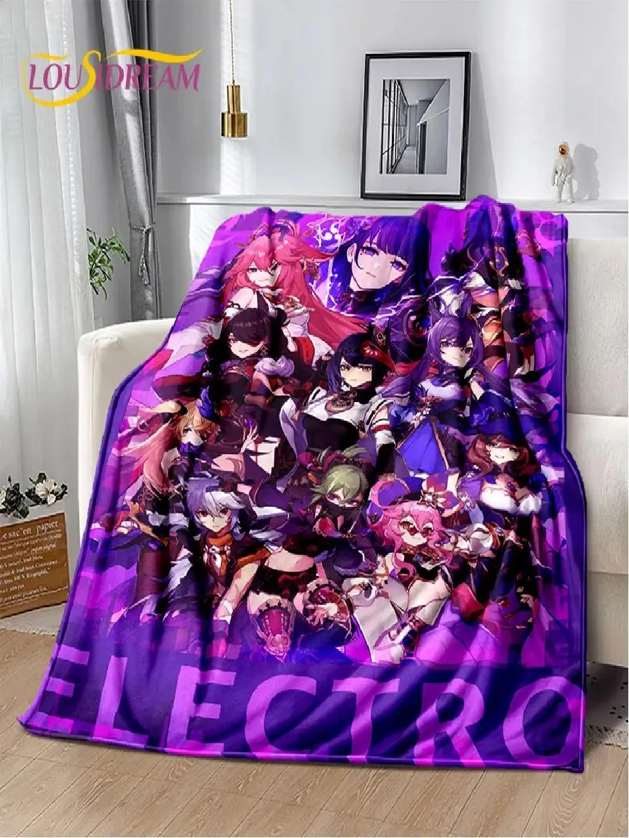 Genshin Impact Cartoon Game Soft Throw Blanket for Bedroom Sofa Travel Picnic  Perfect Child Gift
