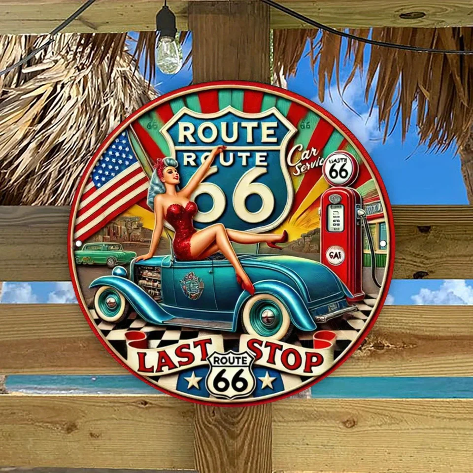 FordMotorCompany Route66 ヴィンテージ風 壁掛けアート FordMotorCompany Route66 ヴィンテージ風 壁掛けアート 2D Flat