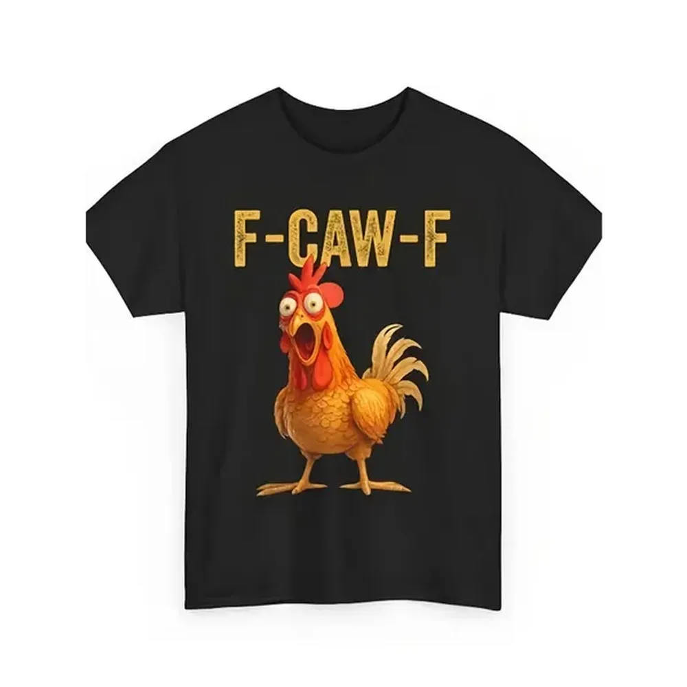 [100% Cotton] Funny F-Caw-F Chicken Graphic T-Shirt - Retro Style, Short Sleeve, Crew Neck, Regular Fit, Humorous Design For Men And Women, All-Season Wear, Casual Tshirt | Retro Style Shirt | Durable Print Shirt, Chick Golf Gift T-Shirt For Men And W