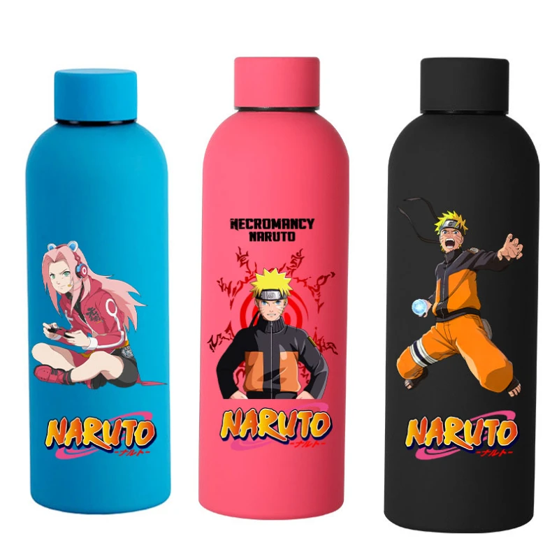 Naruto Sports Small Mouth Bottle Insulated Cup Colour Double-layer Vacuum Stainless Steel Coffee Frosted Bottle Uchiha Sasuke