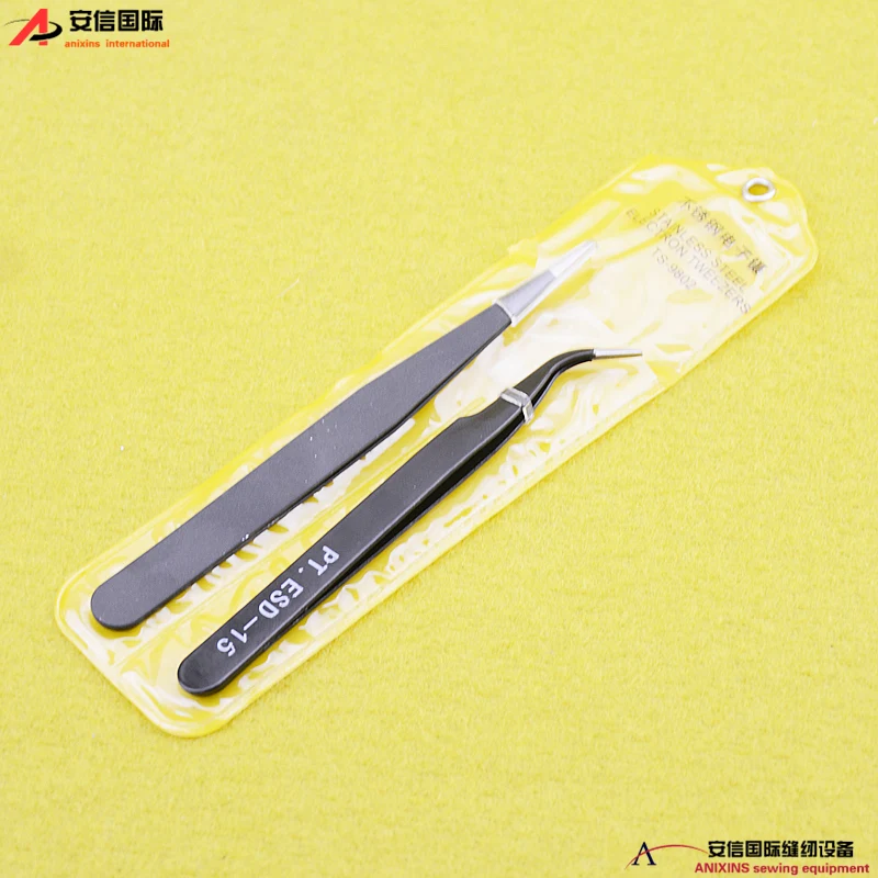 Static-Free Tweezers Two-Piece Set Straight Tweezers Curved Tweezers High Quality Stainless Steel Tweezers Pointed Tweezers