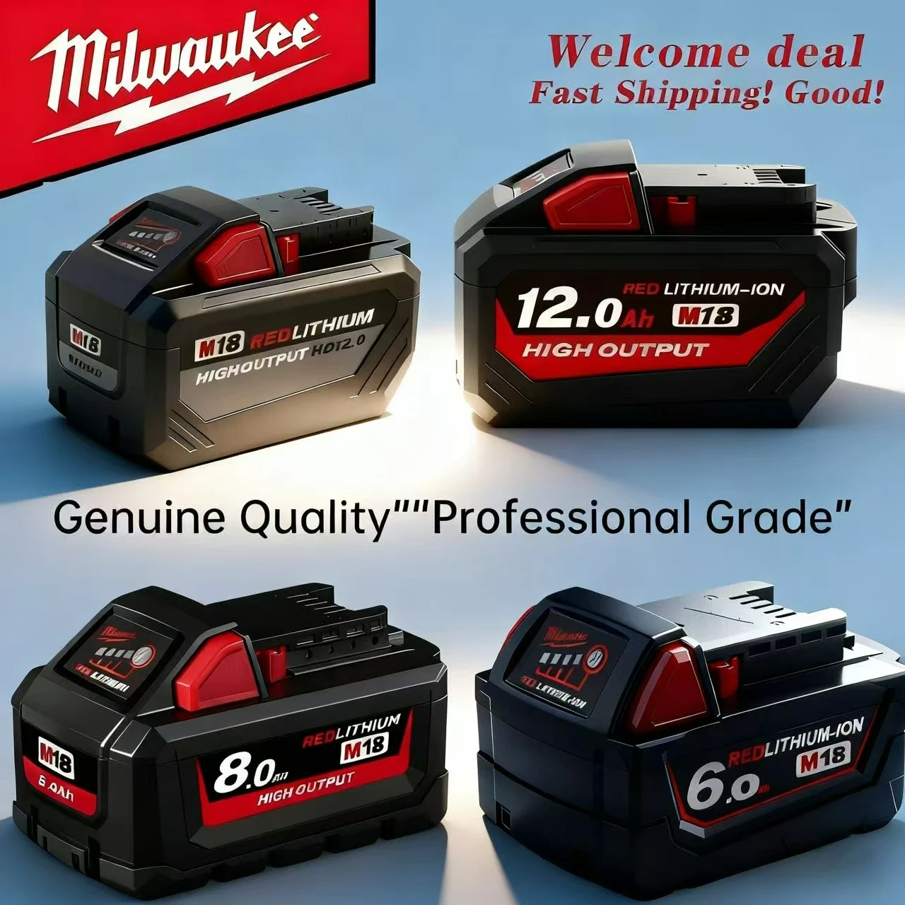 

Milwaukee M18 High-Capacity Battery, 8.0Ah True Capacity Li-ion Battery Replacement for HB8/FB8, Suitable for DIY Enthusiasts
