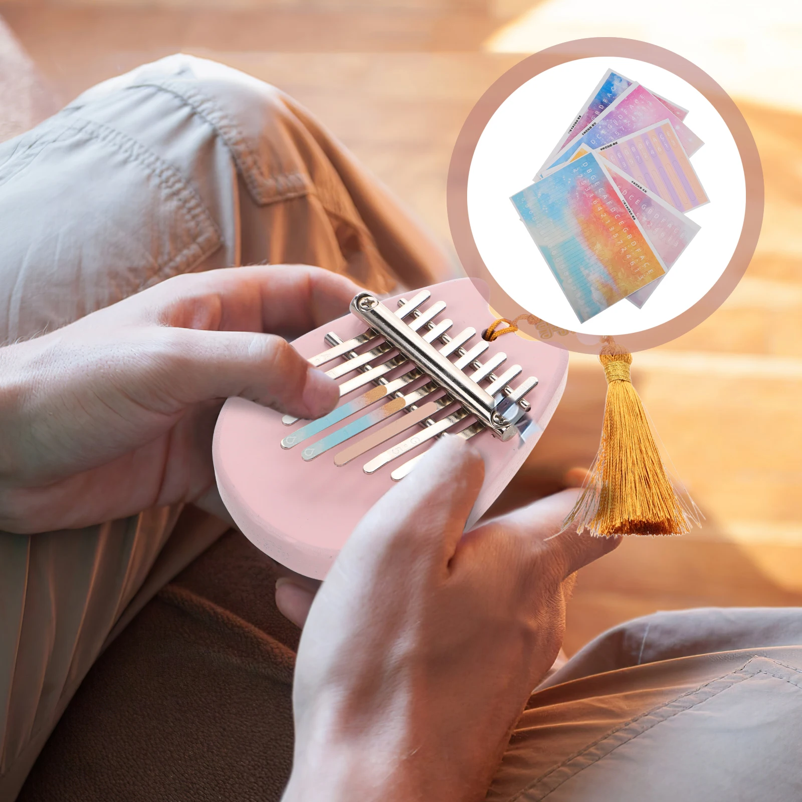 

5 Pcs Keyboard Stickers Colorful Kalimba Training Decoration Finger Instrument Note