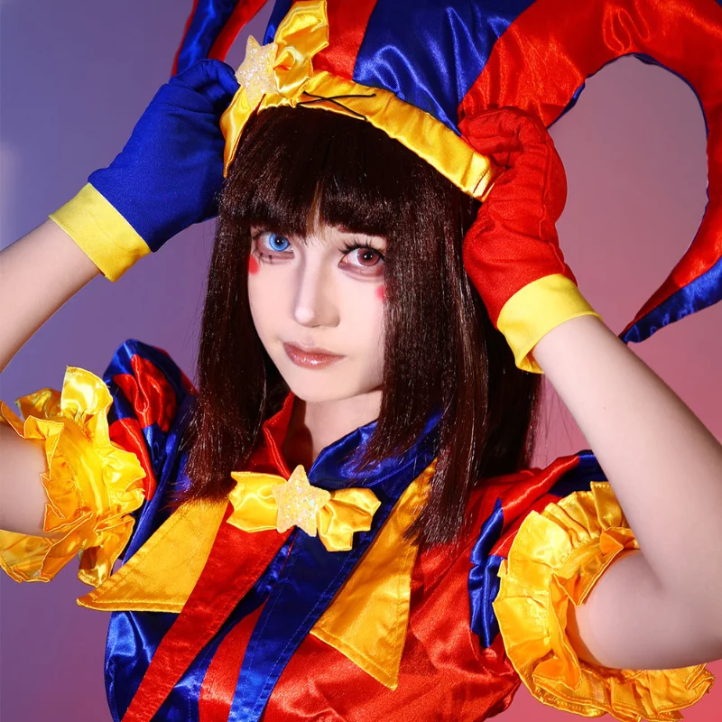 Pomni Costumi Cosplay Uniforme da clown Anime L'incredibile circo digitale Gioco di ruolo Vestito da festa di carnevale di Halloween per donne e ragazze