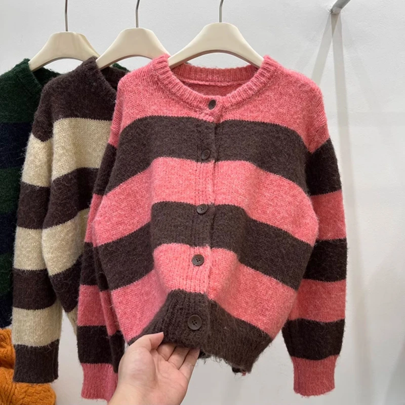 ลายเสื้อสเวตเตอร์ถักผู้หญิงนุ่มถักหลวม Fit อ่อนโยนขี้เกียจสไตล์ All-Match Ulzzang CLASSIC Coats เสื้อกันหนาวฤดูใบไม้ร่วงฤดูหนาวทุกวัน