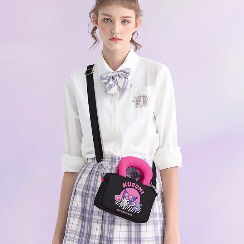 Sanrio Series Kuromi Black Handbag Cute Kawaii Temperament Fashion Girl Shoulder Bag Exquisite Cinnamoroll Fashion Small Bag New