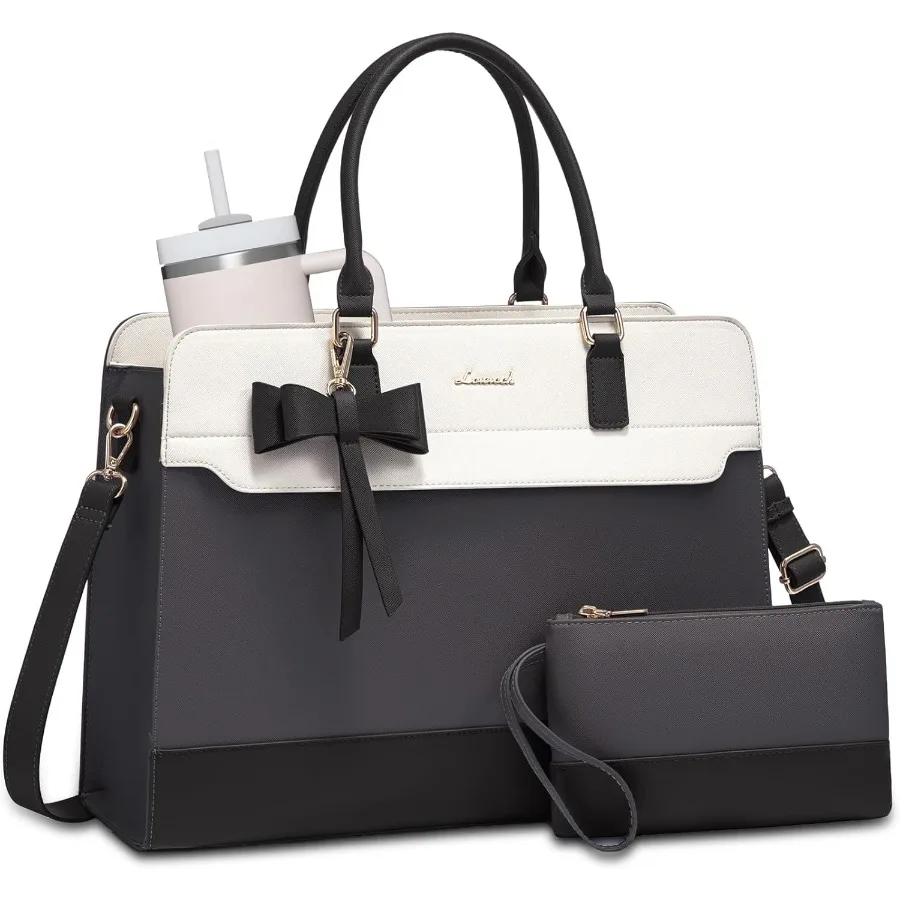 

Водонепроницаемая кожаная сумка-тоут для ноутбука для женщин: большая вместительная сумка для компьютера, портфель для офисной работы и обучающего стиля