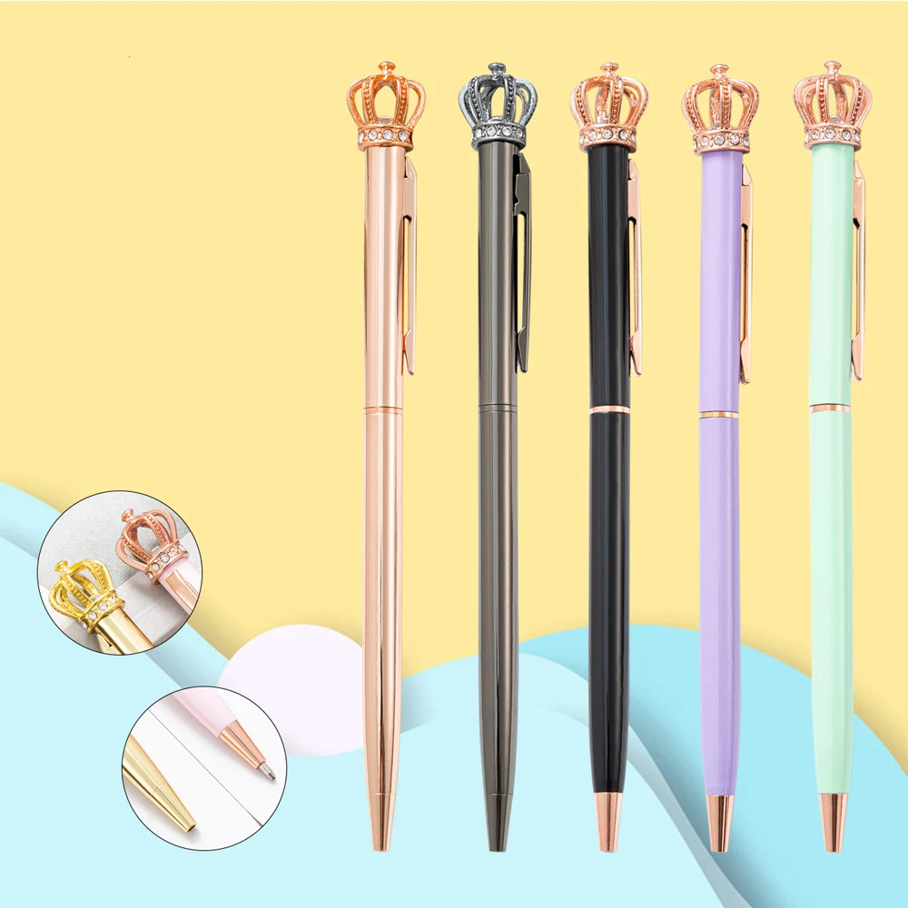 Crown Metal Ballpoint Pen Promotional Gifts Crystal Pen Luxury Customized Logo Ballpoint Pen Wedding Birthday Gift Engraved Name