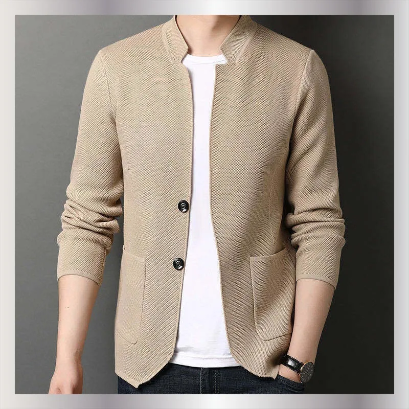 Mans Cardigan Knitted Sweaters Korean Style Pure Color Blazer Jacket Sweater High Quality Casual Warm Winter Knitting Youth Coat