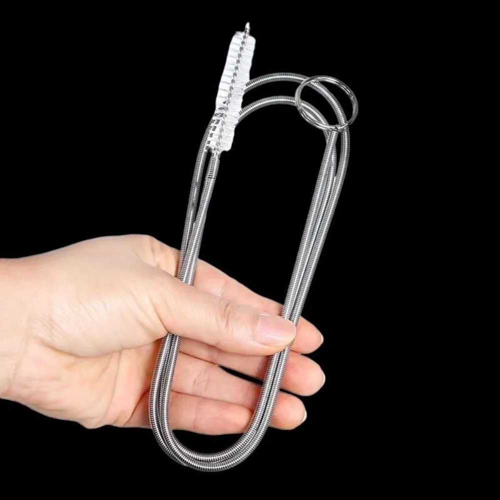 2pcs Long Flexible Refrigerator Drain Dredge Coil Brush Stainless Steel Drain Hole Dredge Kitchen Drain Pipe Cleaning Tool