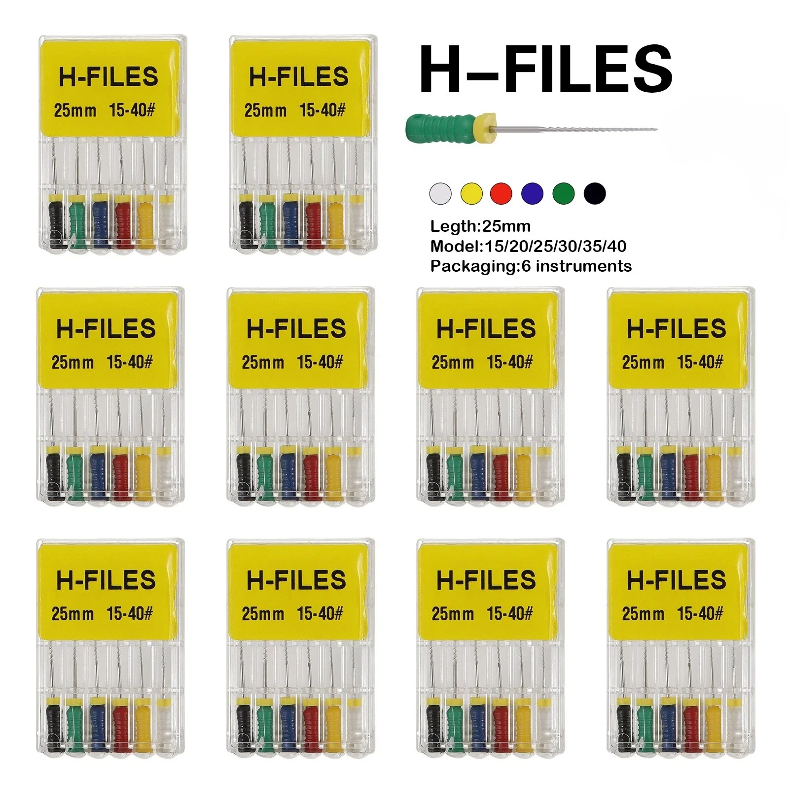 10 Packs/60PCS Dental Endodontic Root Canal Endo File H-Files 25mm Stainless Steel