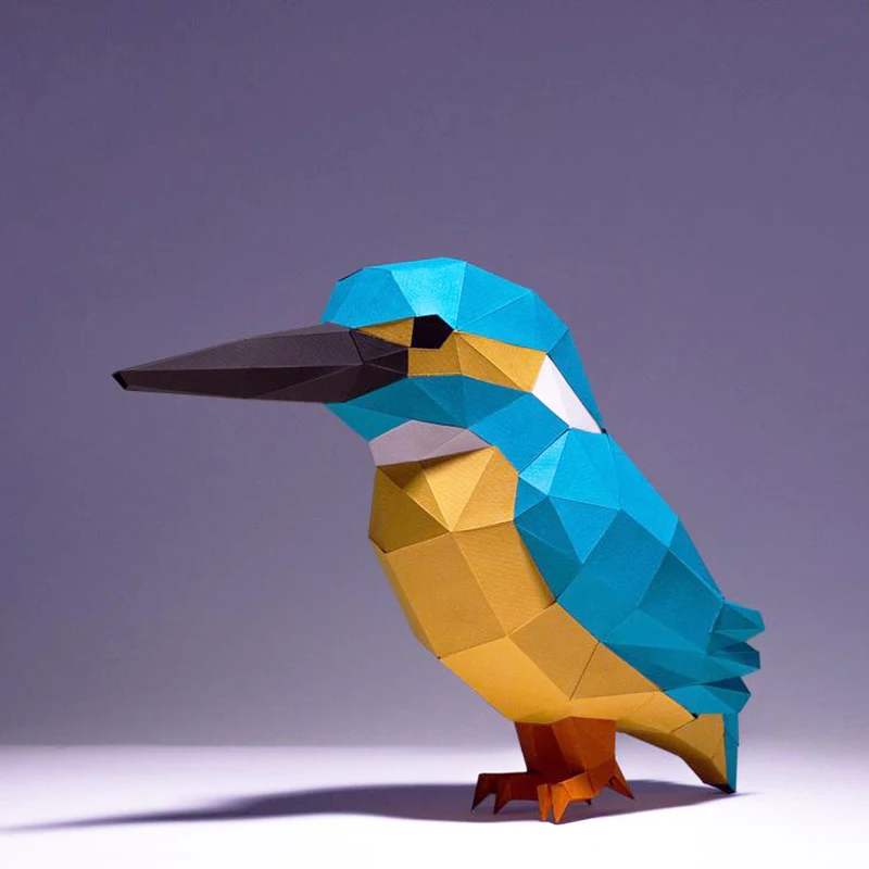 Kingfisher Paper Model Alcedo Bird Animal Models Home Decor Desk Decoration Papercraft 3D DIY Puzzles Hand Made Educational Toys