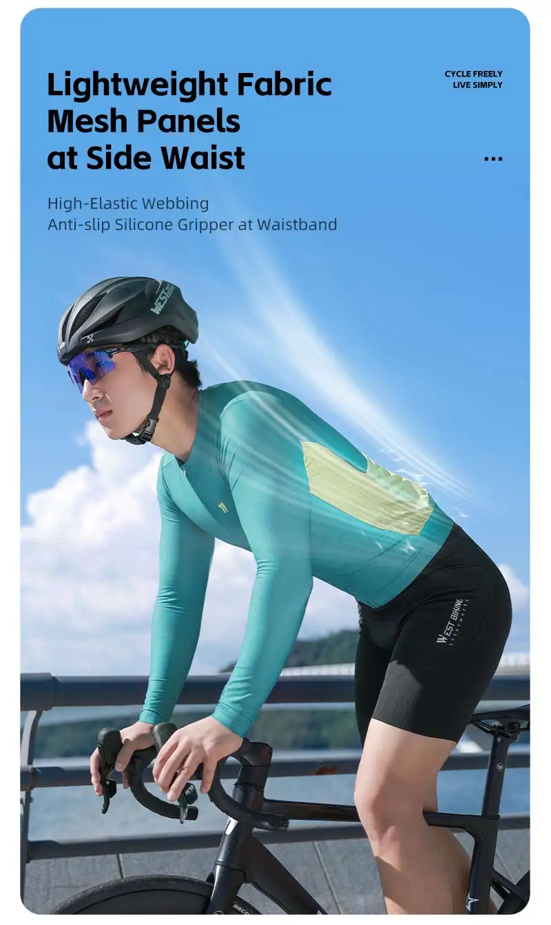 WEST BIKING Radtrikot Langarm Herren Damen Atmungsaktiv Schnelltrocknend Fahrradshirt MTB Rennrad Kleidung Sommer Reflektierendes Oberteil – Detail 9