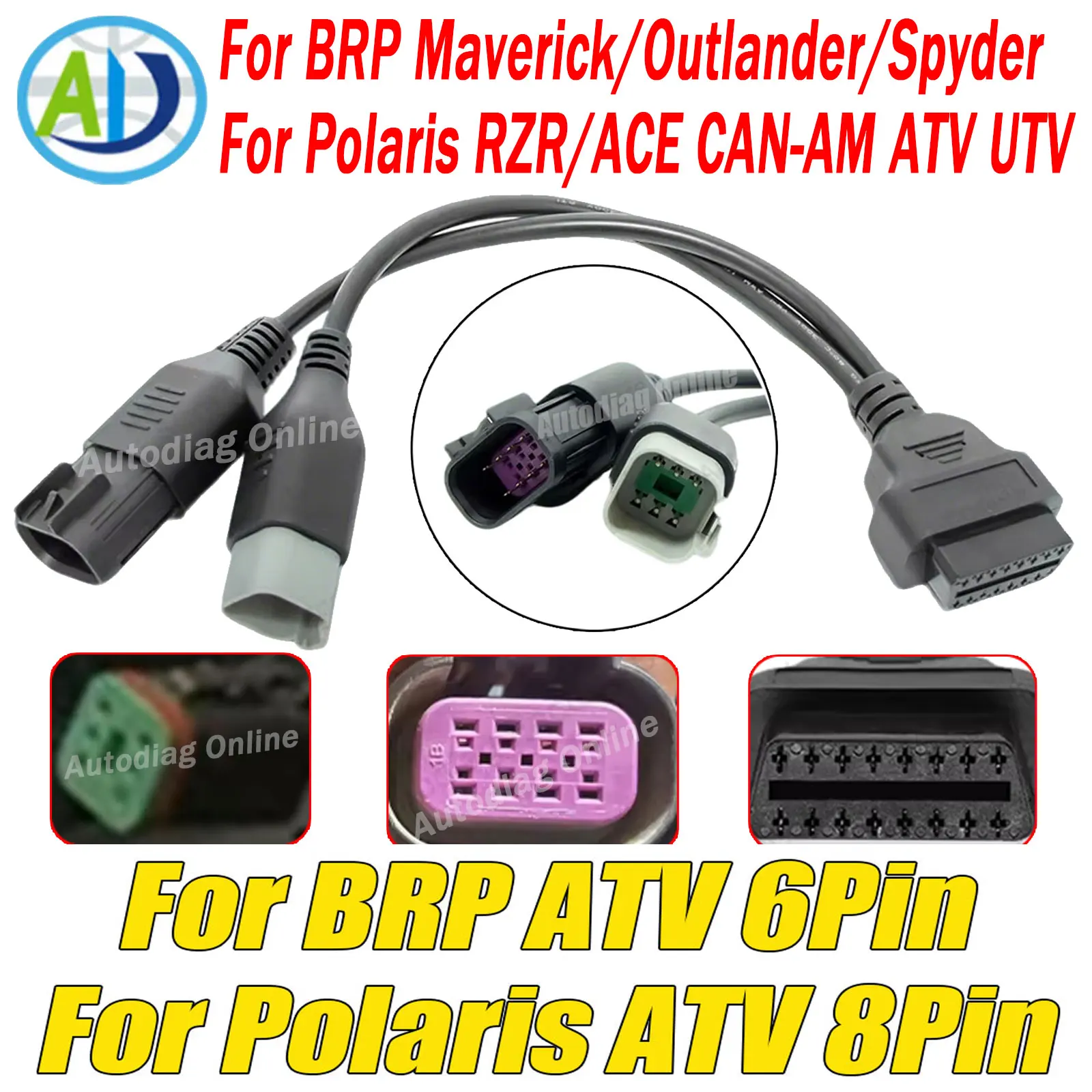 OBD2 Diagnosekabel 6Pin 8Pin Für BRP Maverick/Outlander/Spyder Für Polaris RZR/ACE CAN-AM ATV UTV Motorrad Diagnosekabel – Detail 1
