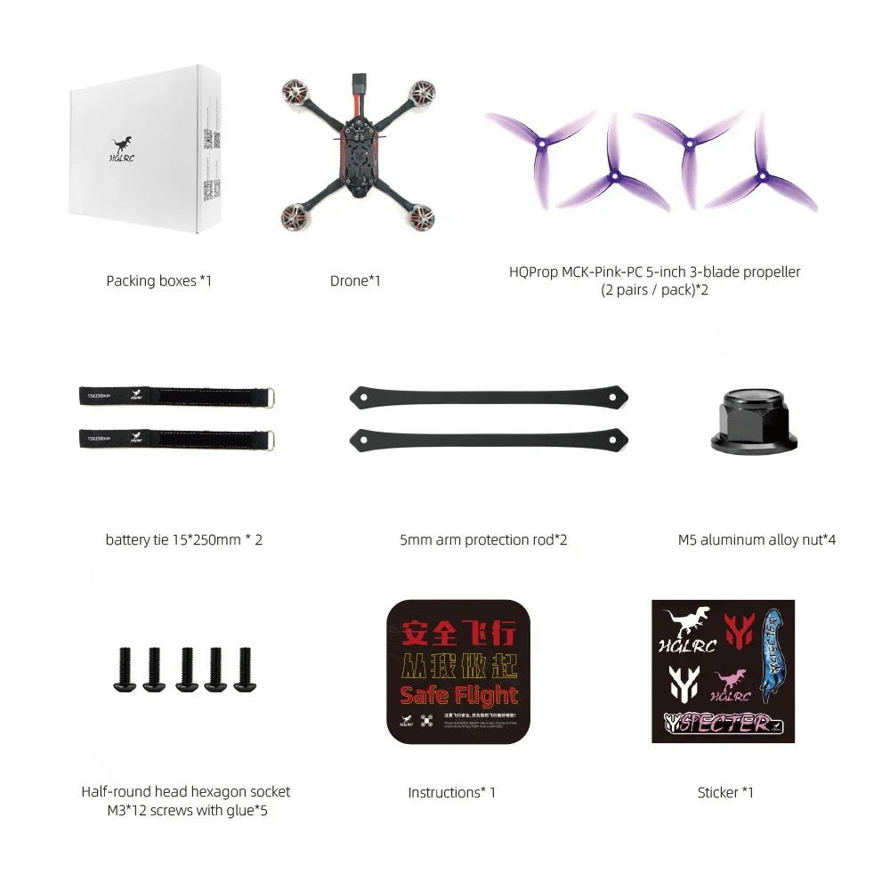 HGLRC Wind5 Lite V2 5-calowy wyścigowy quadcopter FPV - F722 60A 350mW 2306.5 1900KV 6S