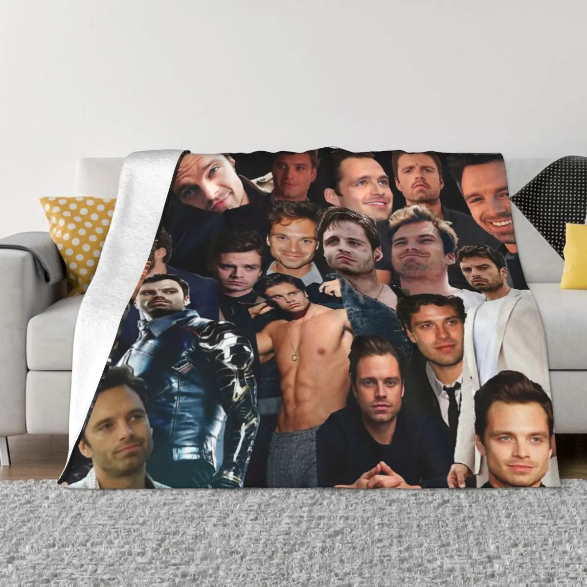 Sebastian Stan Collage 3 Home Bedroom Blankets & Throws Winter Warm Blanket Throw Blanket