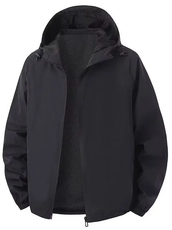 Męska kurtka przejściowa wiosenno-jesienna, zimowa, z kapturem, cienka, wiatroodporna, luźna, duży rozmiar, outdoorowa, codzienna kurtka wiatrówka.