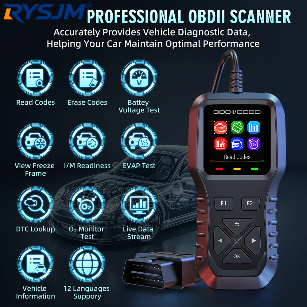 K1 OBD2 Scanner Color Display Read/Clear Codes Data Stream OBDII Diagnostic Battery Test Erase Tool For Check EOBD Car Engine