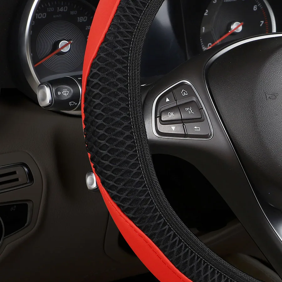 Steering Wheel Cover Breathable Carbon Fiber Three-Dimensional Embossed Car Without Inner Ring Steering Wheel Cover Auto Parts