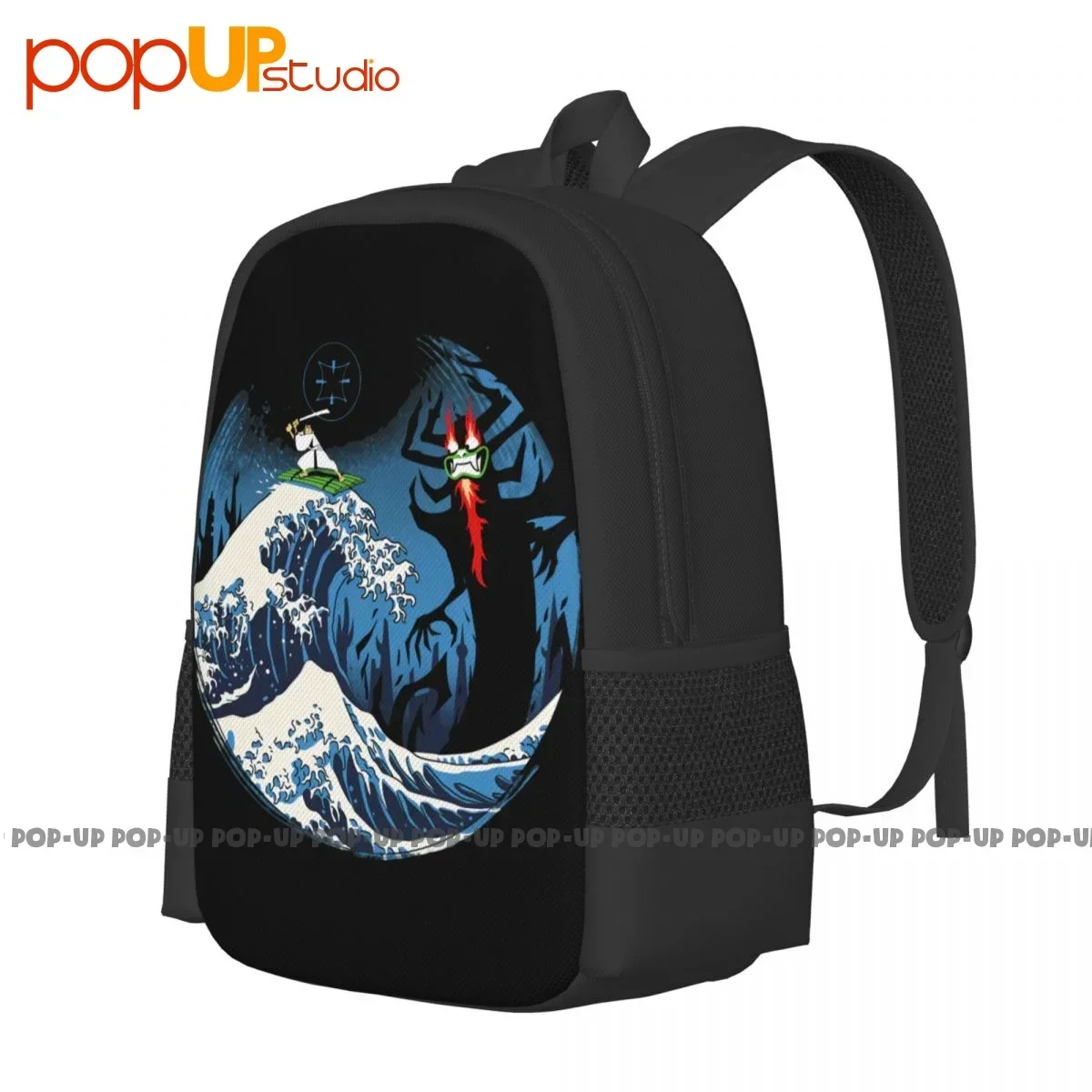 Samurai Jack Surf On The Great Wave To Attack Evil Being Demon Aku Backpack Large Capacity Swimming Gym Tote Bag