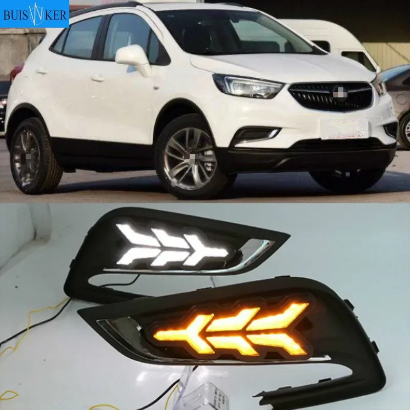 

LED DRL daytime running light for Buick encore 2016-2018 with Dynamic moving yellow turn signal and blue night light