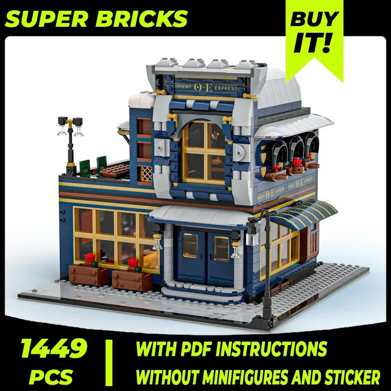 

City Street View Model Moc Building Bricks Corner Restaurant Technology Modular Blocks Gifts Christmas Toys DIY Sets Assembly