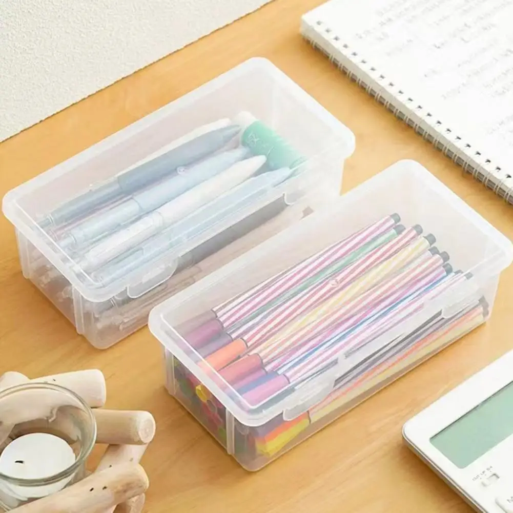 Bleistift-Organizer mit Griff, stapelbares Federmäppchen, transparente stapelbare Bleistiftbox mit aufsteckbarem Deckel, zusätzliches Fassungsvermögen für die Schule