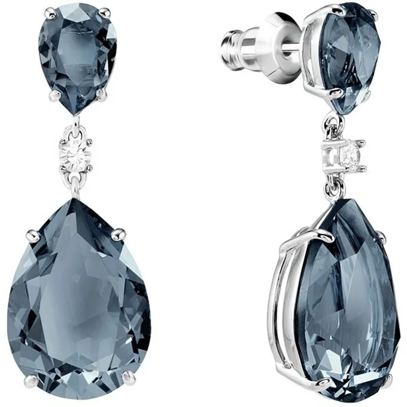 Elegant Fashion Silver Color Drop-shaped Zircon Dangle Earrings for Women Bride Engagement Wedding Jewelry