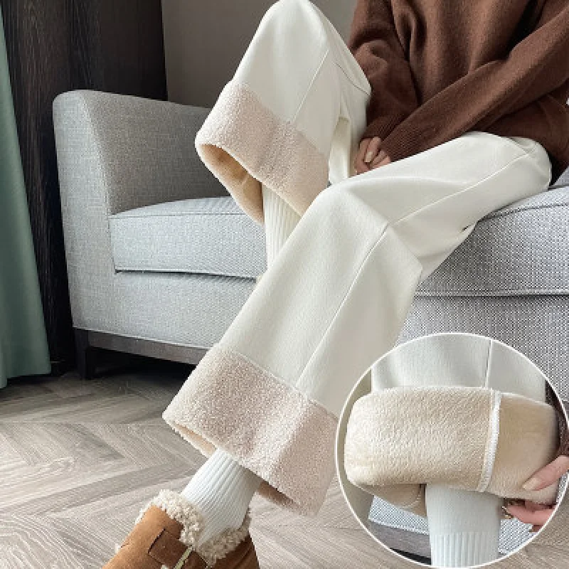 

Зимние флисовые широкие брюки 25, плюшевые теплые струящиеся драпированные брюки длиной до пола, облегающие повседневные брюки