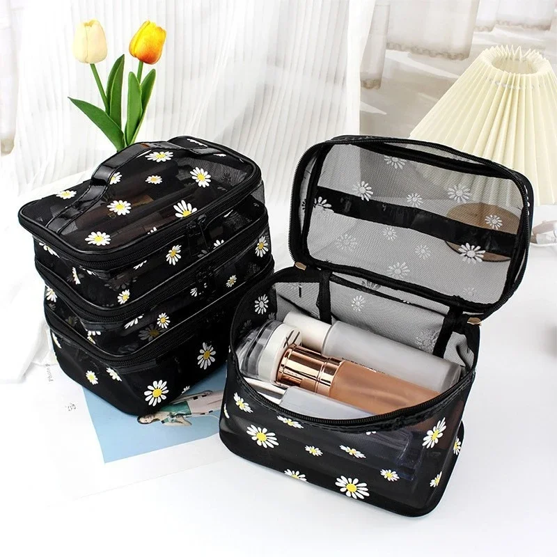 

Новая сетчатая портативная косметичка Daisy, туалетная сумка, женская косметичка для рук, сумка для хранения MS011