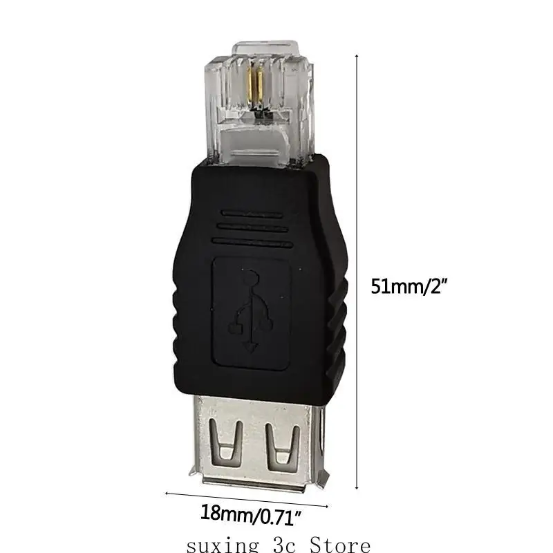 E8BE RJ11 Male para USB 2.0 para A Adapter Adapter Ethernet Converter Transverter Plug