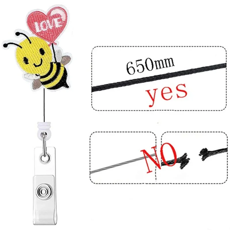 Fashion Cute Cartoon Flower Bee Retractable Nurse Badge Reel Clip Badge Holder Students Doctor ID Card Holder Credential Holder