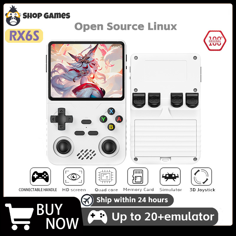 RX6S Retro Handheld Video Game Console Open Source Linux System 3.5-inch IPS Screen Portable Video Player R36S 64GB 128GB Gift