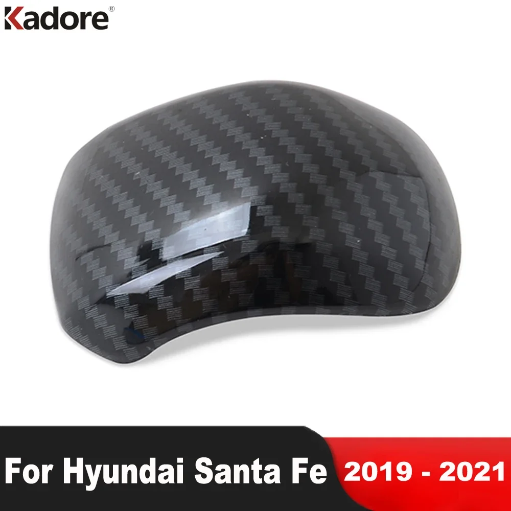 For Hyundai Santa Fe 2019 2020 2021 Carbon Fiber Car Gear Shift Knob Head Cover Trim Interior Mouldings Accessories (AT Model)