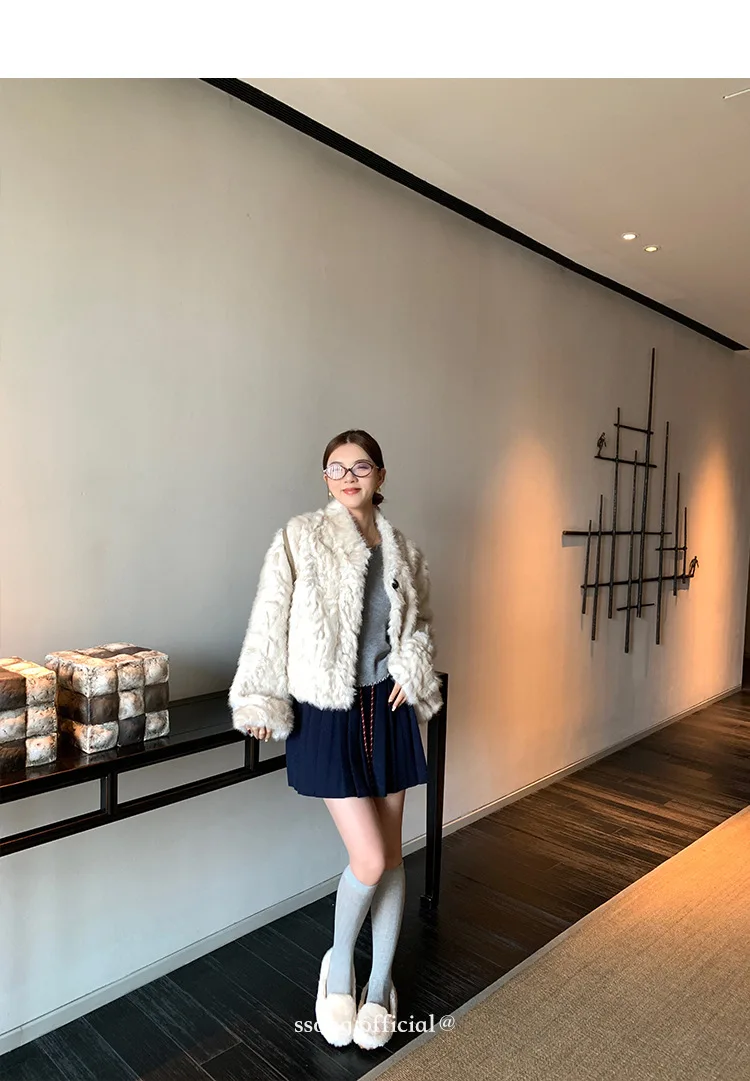 Women Faux Shearling Fur Coats Solid Fur Jackets Cotton Linen V Neck Long Sleeves Single Breasted Loose Fit Casual 2026 Winter