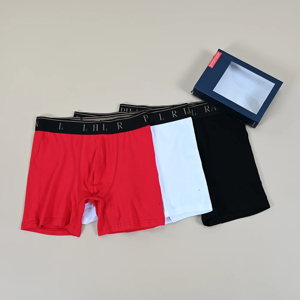 

Men's Cotton Boxer Briefs Mid-Waist Elastic Waist Summer New Sle 3-Pa Pure Cotton Comfortable Underwear Breathable Briefs