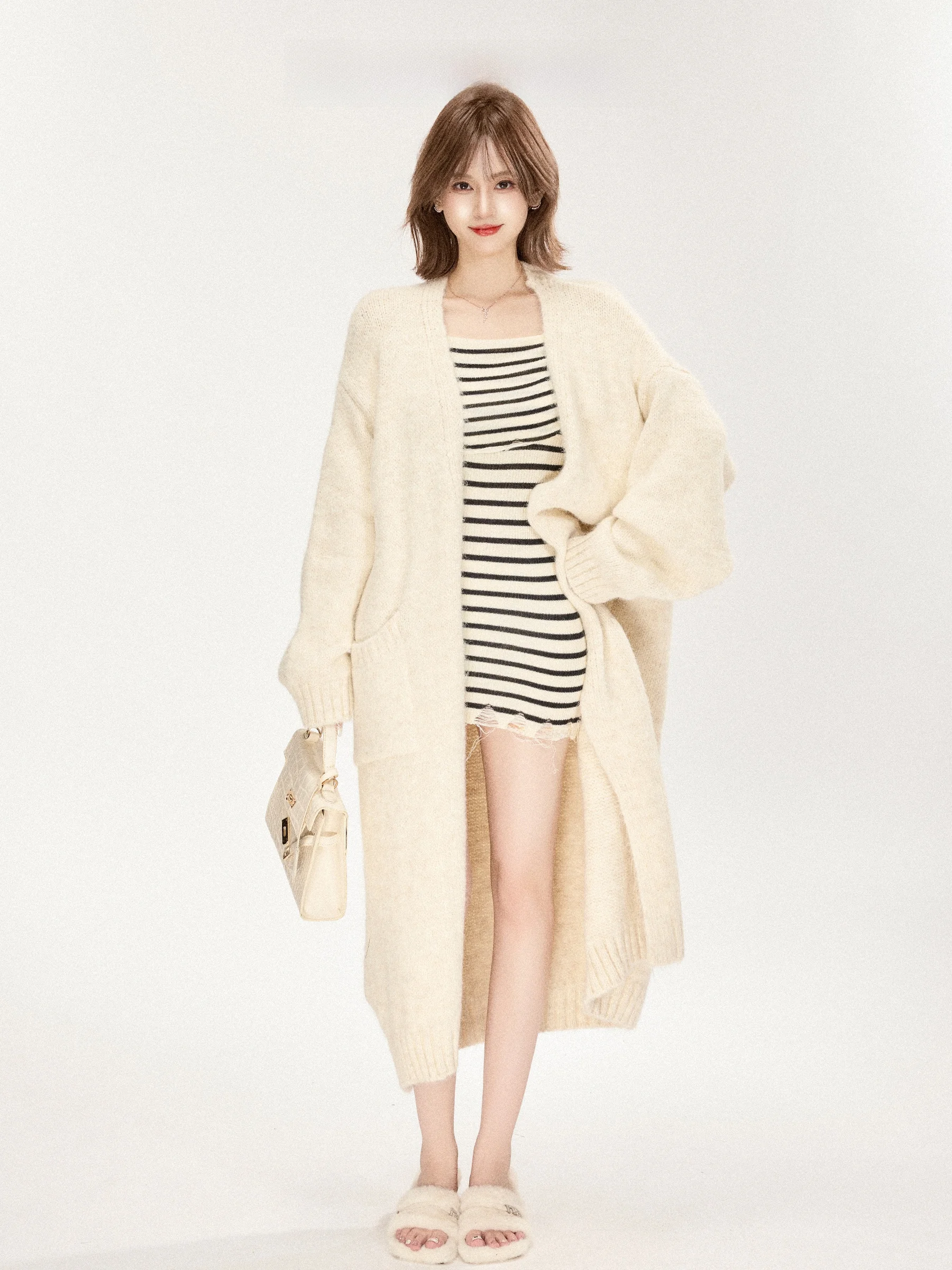 

Мягкий уютный вязаный кардиган с длинными рукавами для женщин, осенне-зимний, свободного кроя, с V-образным вырезом, теплый, комфортный, для отдыха