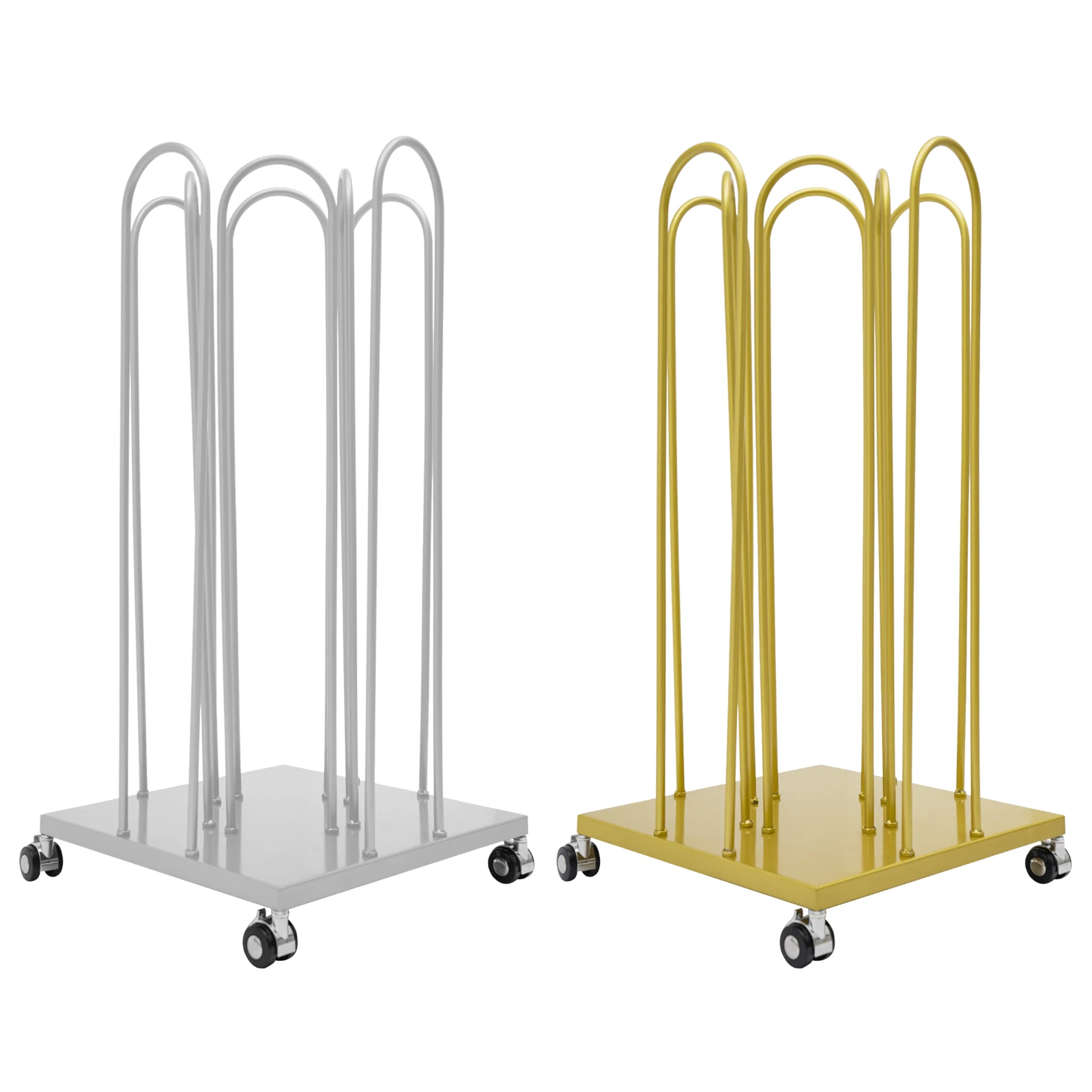 Hanger Organizer Stacker Storage Holder with Wheels 4 in 1 Hanger Rack Stable Structure Silver/Gold