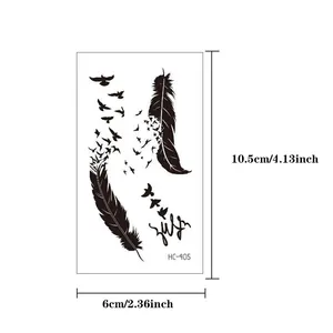 30 قطعة مقاوم للماء ملصق وشم مؤقت أسود نمط صغير ريشة القلب الطيور التعبير الجسم الفن ذراع وشم وهمية نساء رجال أعلى 8 مبيعات الطيور المرأة الوشم - No6