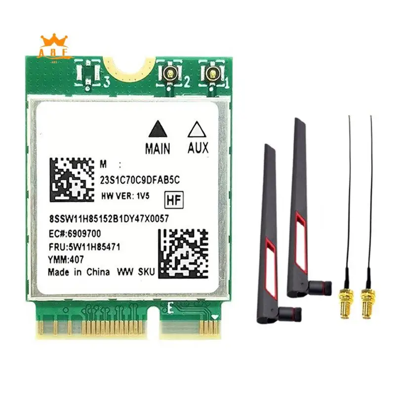 

A08E-RTL8922AE Wifi7 Card 2.4G/5G/6G 6338Mbps Bluetooth5.4 M.2 NGFF Wireless Wifi Adapter Card +10DB Antenna For Win10/Win11