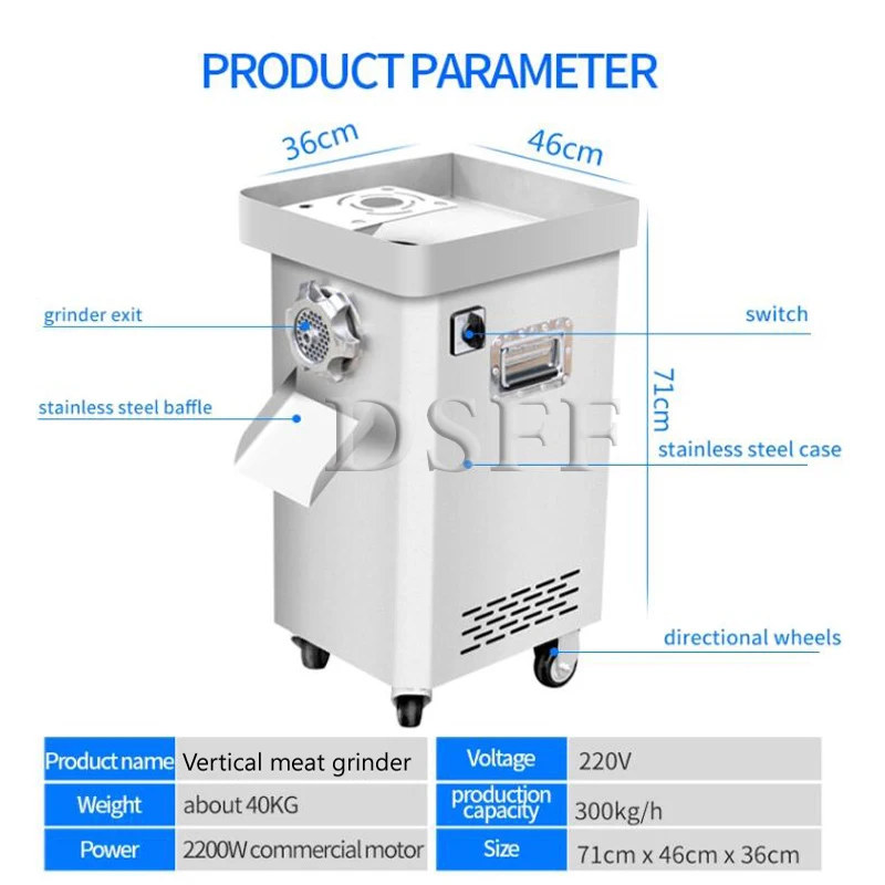 Electric Meat Grinder Stainless Steel Sausage Filling Machine Multi-Function Leek And Onion Filling Chopper