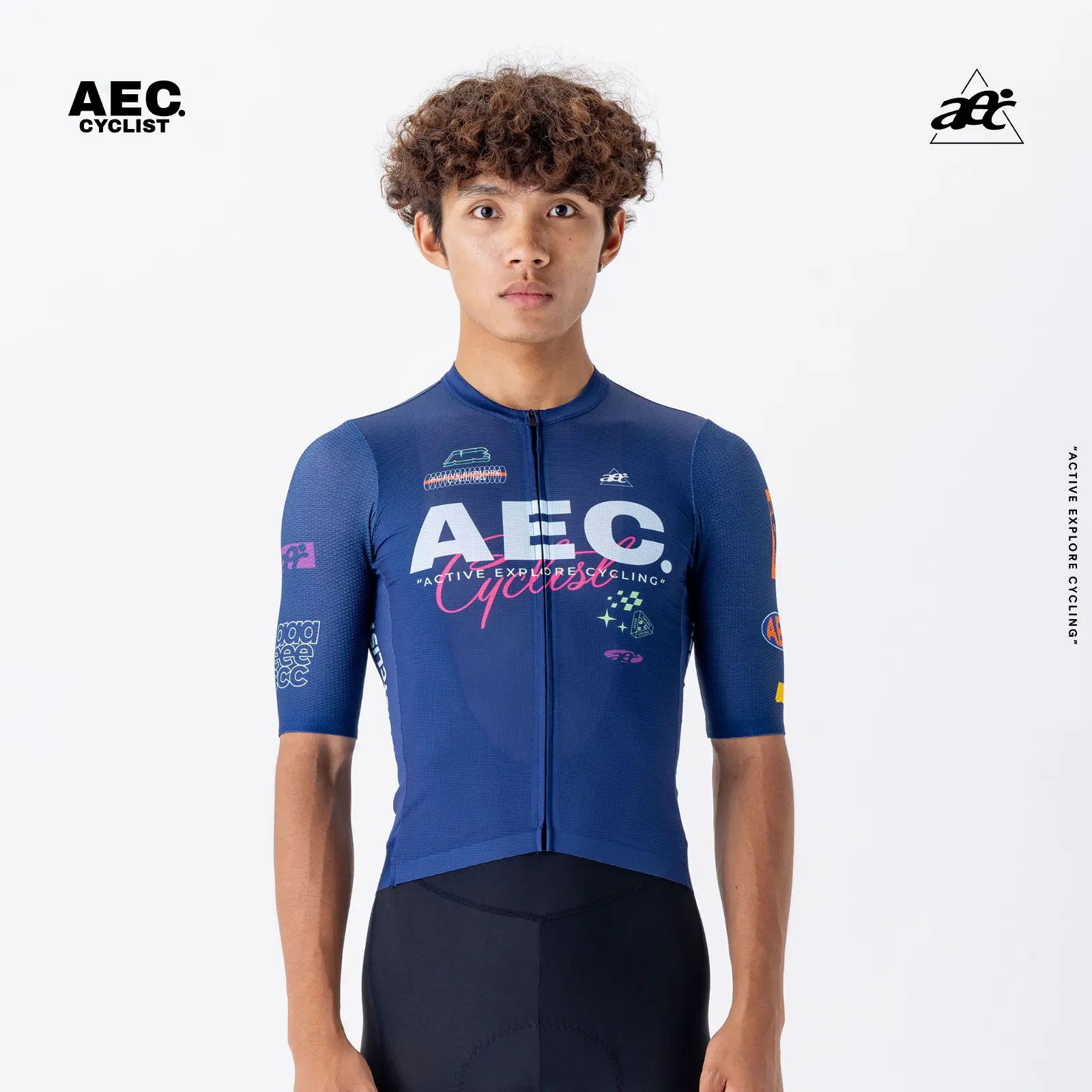 

aec Men's Short Sleeve Cycling Jersey Breathable Summer Top for Road Bikes Versatile Travel Series Full Scene Cycling Wear