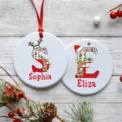 Adorno de Navidad personalizado para bebé, adorno de cerámica con nombre personalizado, accesorio para foto de bebé, regalo de recuerdo de Navidad