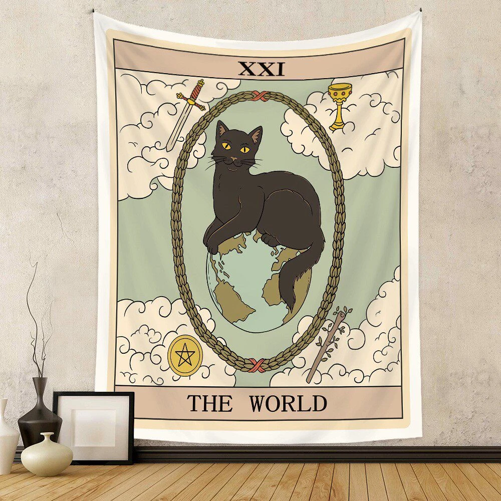 VIKAMA Cat Tarot Card Tapestry Wall Hanging, 6 Assorted Designs, Wall Art Decor for Bedroom Living Room