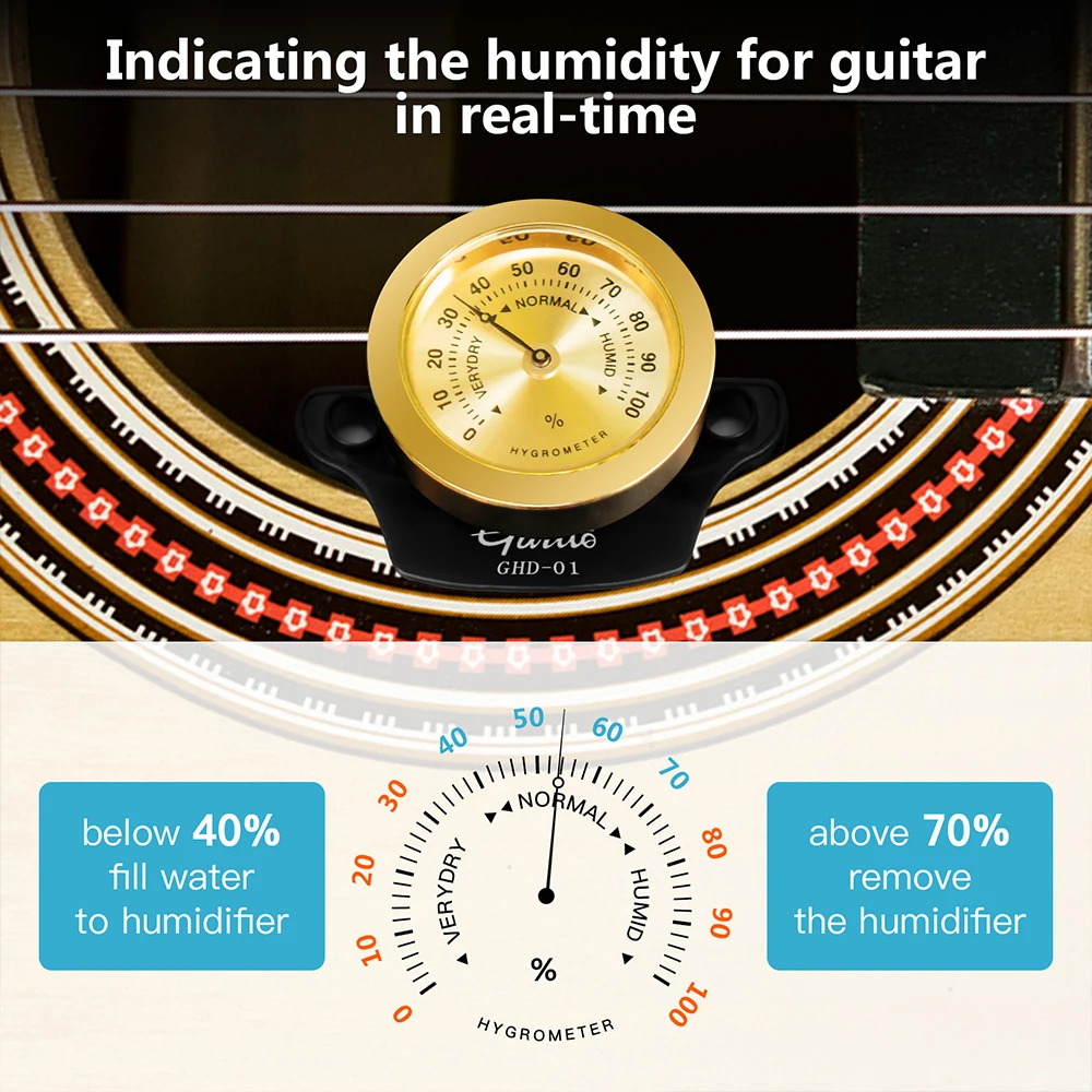 JOYO Guitto Series GHD-01 Guitar Humidifier with Hygrometer 2 in 1 Acoustic Classical Guitar Parts & Accessories