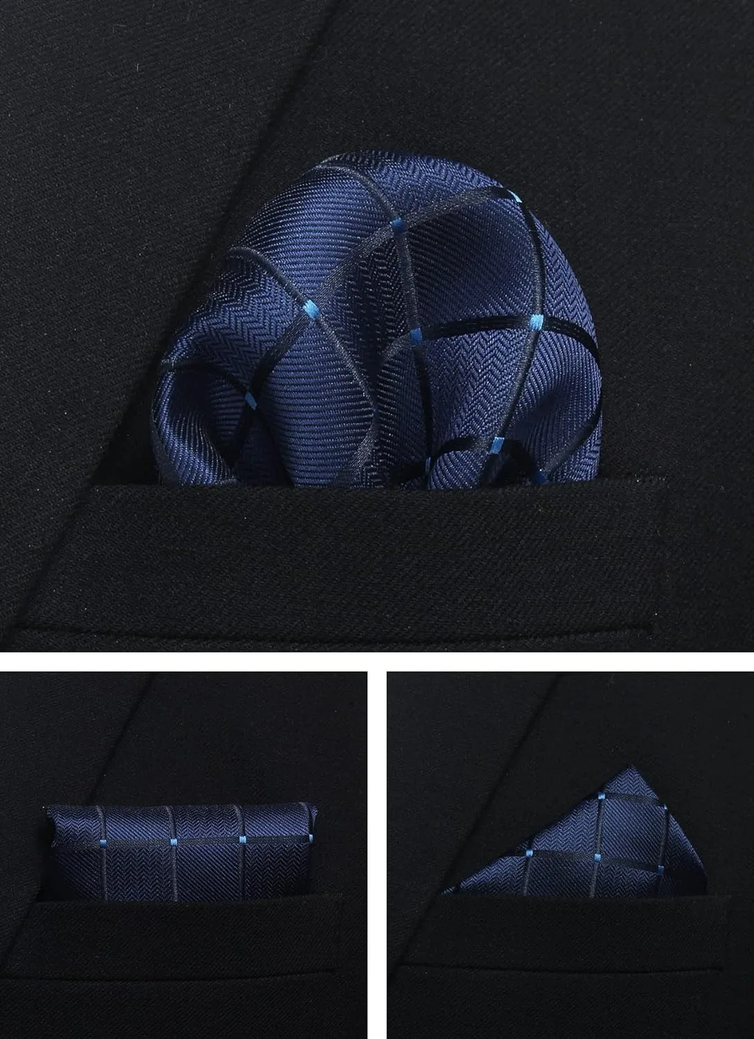 Klassische Herrenkrawatten aus 100 % Seide in Geschenkbox, 8 cm, kariert, gepunktet, gestreift, Business-Krawatte, Einstecktuch, Manschettenknöpfe, Hochzeitskrawatten-Set – Detail 13
