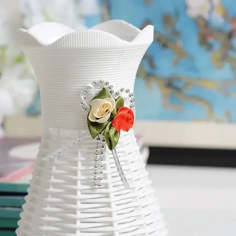 6pcs nordic white plastic flower vase basket home living room wedding party decoration ornament flower pot basket latest models