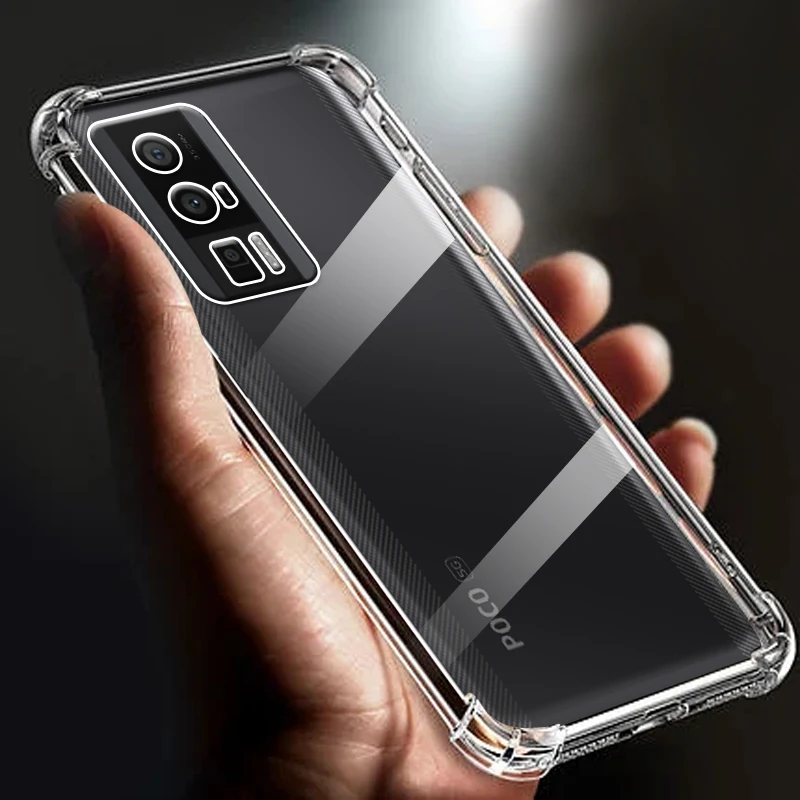 For Xiaomi poco F5 pro case Thickened Airbag Shockproof Clear Soft Phone Case 5g Transparent Back Cover For Redmi K60 pro cases