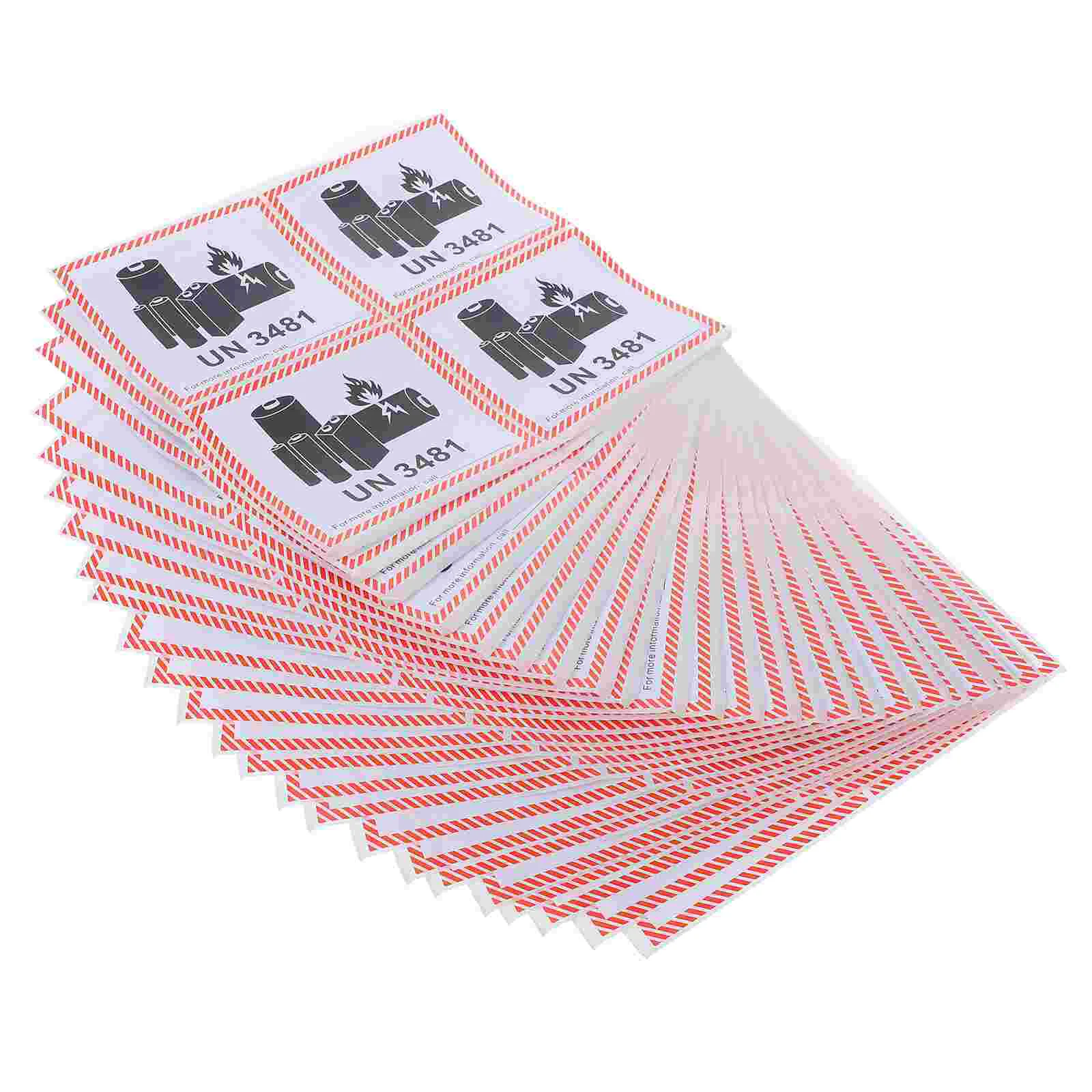 100 Sheets Fire Label Lithium Batteries Stickers Shipping Labels Caution for Warning