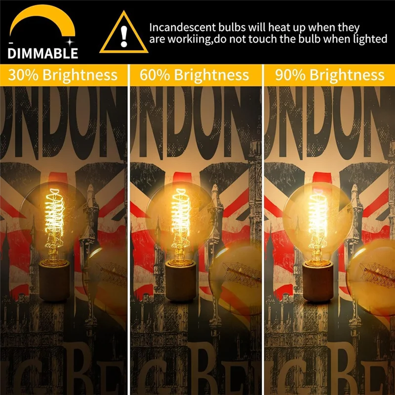

A02F-For E27 220V 40WG80 Vintage Filament Bulb Lamp Warm Yellow Living Room Bedroom Light